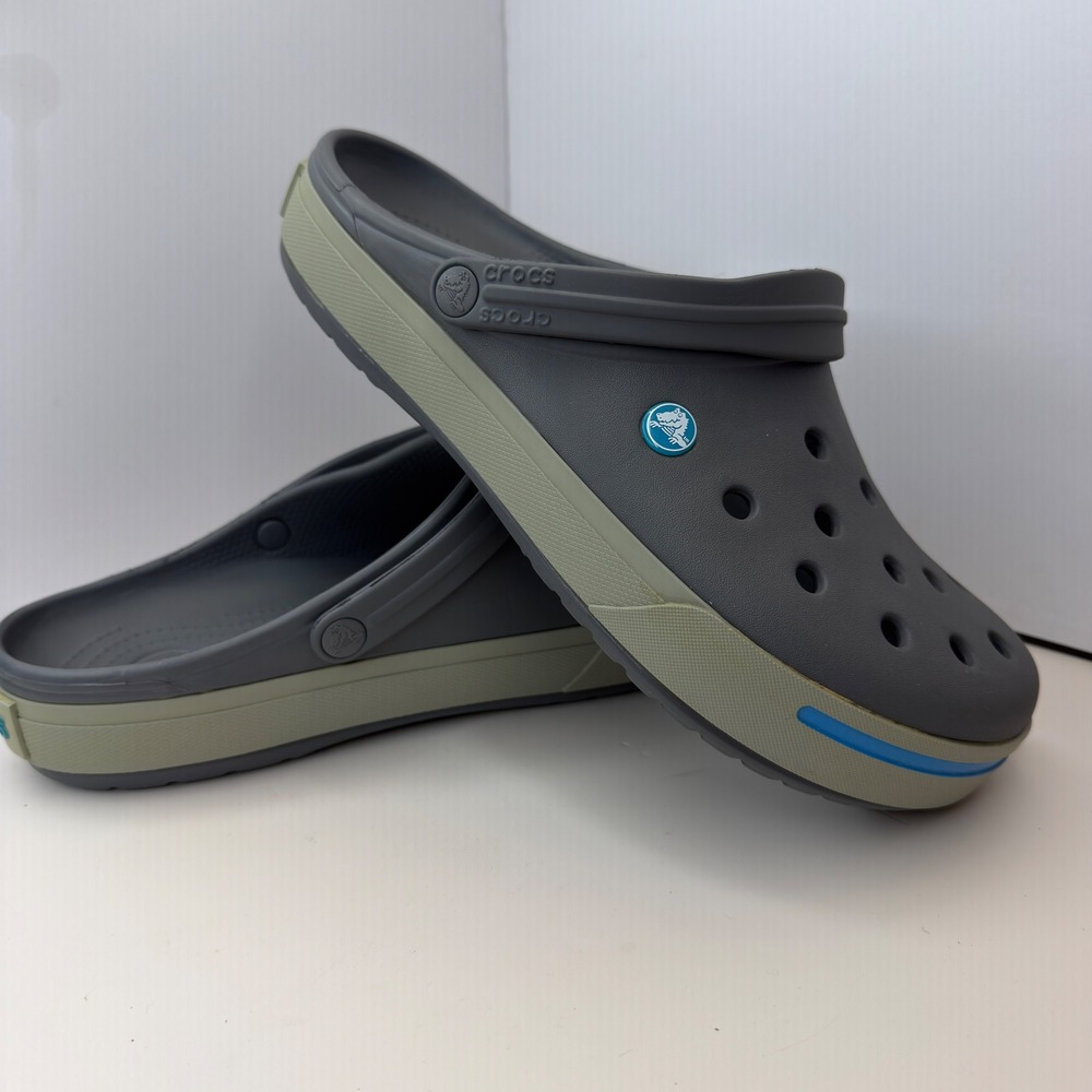 Crocs Crocband Clog 11989 Charcoal Ocean Blue Mens Size 11 Sporty Slip On Shoes - Picture 3 of 7